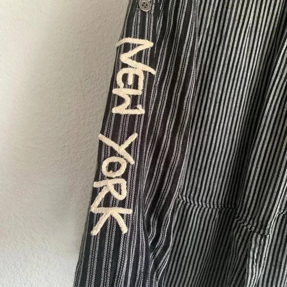 Vintage Havana Black White Striped "Take A Trip" Emboridered Button Up Shirt (S) - Picture 10 of 11